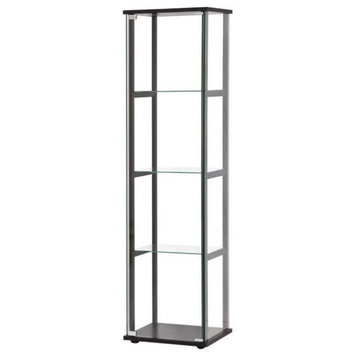 Bowery Hill Contemporary Wood 4 Shelf Glass Curio Cabinet in Black