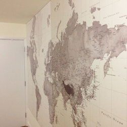 World Map Wallpaper in black and white - Wallpaper