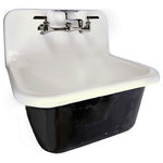 Nantucket Sinks - Cast Iron Wall-Mount Utility Sink Set With Drain and Faucet - Sometimes life can get a little rough around the edges - and you need a sink to help smooth it out!  This kit is a perfectly answer!  This vintage style cast iron utility sink comes with an included grid drain and faucet.  It's outer basin is rough- and ready, in an unfinished black.  Perfect for a utility or mud room. The wall mount hardware is included to help save you space if your a bit short on room - but can also be installed with the basin inserted in a cabinet.  Cast Iron construction finished in a white enamel glaze that is a glossy and smooth finish - unlike the exterior. The basin is scratch, chip and burn resistant.  This sink has a 3 inch drain hole and 2 pre-drilled holes for faucet installation - both faucet and drain are included in the set.  Faucet design features a handy soap dish.  Other ideas  a laundry room , mud room or kitchen- wherever you will use it the most!  Listed dimensions may vary slightly from actual.  Exterior bottom has an Industrial unfinished black finish which may be uneven.