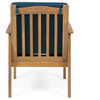 GDF Studio Ray Acacia Outdoor Acacia Wood Club Chairs, Set of 4, Brown Patina Finish/Dark Teal