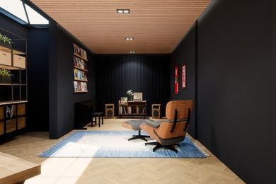 Example of a 1950s home office design in Other