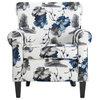 Classic Accent Chair, Multicolor Floral Patterned, Upholstered Seat, Rolled Arms