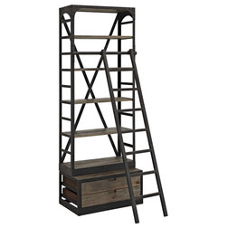 Farmhouse Bookcases Modern Shelving and Ladder Set