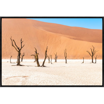 54x36 Namibian Skeleton Trees XV, Framed Artwork, Black