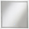 Pemberly Row Modern Glass Silver Square Wall Mirror with LED Lights