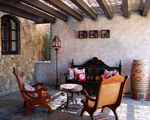 Eclectic Patio Mexico City Mediterranean patio idea in Mexico City with natural stone pavers