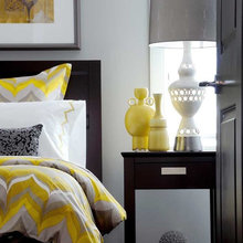 yellow and grey bedroom
