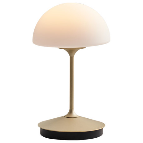 Pensee LED Table Lamp, Matt Opal Glass/ Champagne Gold