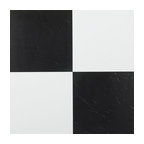 Tivoli Black and White 12"x12" Self Adhesive Vinyl Floor Tile, 45 Tiles/45 Sq Ft