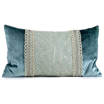 Venezia velvet lumbar pillow cover, luxury velvet pillow cover, aqua velvet