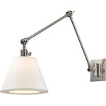 Hudson Valley Lighting - Hillsdale 1 Light Swing Arm Wall Sconc, Polished Nickel - Versatile and attractive, Hillsdale combines the ingenuity of early-twentieth century task lighting with a smart decorative touch from the twenty-first. Vintage cast swivels give the sconces wide-range adjustability, while custom contemporary linen shades swath your space in soft ambient light.