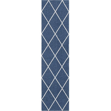 Unique Loom Ivory/Gray Diamond Decatur Area Rug, Navy Blue/Ivory, 2'2x7'4