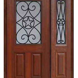 Prehung Sidelite Door 80 Fiberglass Austin Texas Star 1/2 Lite - Front Doors