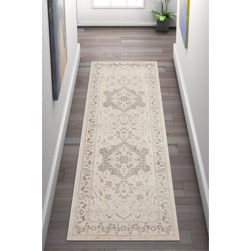 Well Woven Campo Mariah Vintage Oriental Medallion Beige Area rug, 2'7" X 7'3" R
