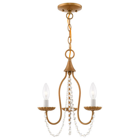 Livex Lighting Antique Gold Leaf 3-Light Mini Chandelier