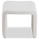 Liang & Eimil - Boucl√© Sand Low Stool | Liang & Eimil Mahak - Ensure refined relaxation with the beautiful bouclé fabric of the Mahak Stool. The Mahak is an ideal addition to a luxurious lounge in an elegantly understated manner. Fully upholstered in the fabric also works wonderfully as an occasional or dressing stool.