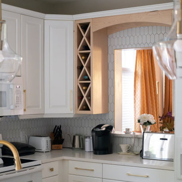 Contemporary White Kitchen Renovation with Custom Built-ins