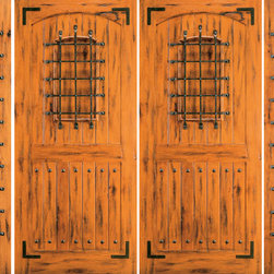 Front Prehung Double Door with Two Sidelites, Alder, Speakeasy - Front Doors