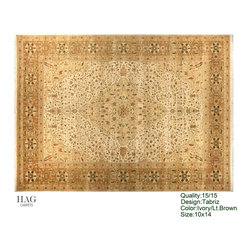 H.A.G. Hand Knotted Carpet 15/15 Quality Ivory/Lt.Brown - Floor Rugs
