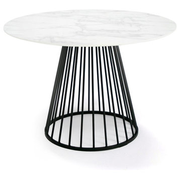 Modrest Holly Modern Round White and Black Dining Table