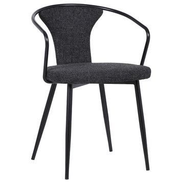 Benzara BM236624 19" Modern Fabric Dining Chair With Curved Back, Black