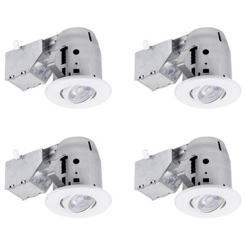 3" White IC Rated Dimmable Recessed Lighting Kit, LED Bulbs Included (4-Pack)