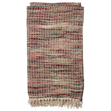 Nora Waffle Knit Throw, Red, Multi, 4'2"x5'