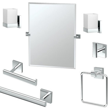 Gatco Elevate 7-Piece Bathroom Accessory Kit With Mirror and Sconces, Chrome