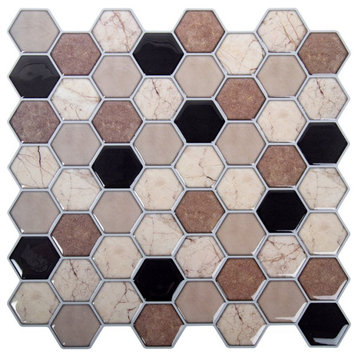 Truu Design Plastic Peel/Stick Backsplash Wall Tile Set Multi-Color (Set of 6)