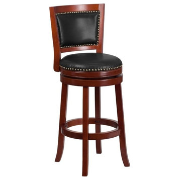 Flash Furniture 31" Leather Swivel Bar Stool in Walnut and Cherry
