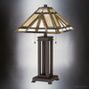 Luxury Craftsman Tiffany Table Lamp, Russet Bronze, UQL7024