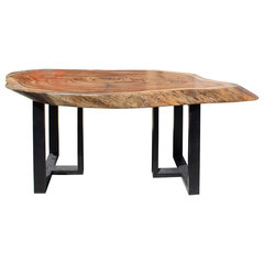 Raw Wood Plank Uneven Shape Metal Base Desk Table cs2713S Raw Wood Plank Uneven Shape Metal Base Desk Table cs2713S