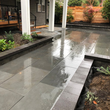 Bocce Ball Court, Pond, Granite Rocks and Dimensonal Flagstone