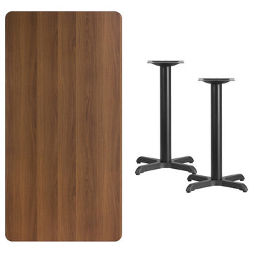 30''x60'' Walnut Laminate Table Top With Table Height Bases