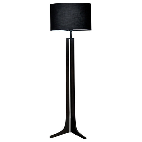 Forma - LED Floor Lamp - Black Shade, Dark Walnut, Brushed Aluminum