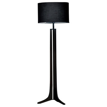 Forma - LED Floor Lamp - Black Shade, Dark Walnut, Brushed Aluminum
