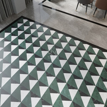Stylish Triangle Inlay Stone Flooring for Trendy Interiors