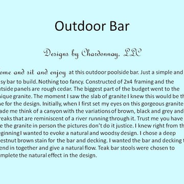 Designs by Chardonnay, LLC ~Outdoor ~ Poolside Bar