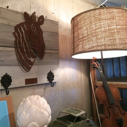 Zebra (rusted steel) on white wash reclaimed wood frame - Artwork