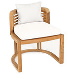 Oasiq - OASIQ HAMILTON Side Chair With Canvas Natural Cushions - The Hamilton collection has a contemporary look using the finest Teak. Each piece of furniture is crafted using a generous slab of teak In order to ensure the rectilinear diecut is seamlessly aligned and its unique curvature to support your back and rest your hands. Hamilton collection is suitable for both indoor and outdoor use.  Seat height: 5.813"