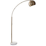 Adesso - Astoria Arc Lamp- Brass - With a slim arched arm and a large dome-shaped metal shade, the Astoria Arc Lamp is a great way to achieve overhead lighting with style. A 150 Watt bulb can illuminate a large sitting area while an antique brass finish and chunky white marble base complement the decor of any room. A rotary dimmer switch is located on the pole adjusting from bright light to mood lighting