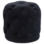 Meridian Furniture - Harper Velvet Upholstered Ottoman/Stool, Black - Bring brilliant color to life in your room with this Harper Black Velvet Ottoman/Stool. Jewel-toned upholstery in an eye-grabbing color makes this ottoman a standout in your space, and the deep button tufting adds a glamorous, Hollywood-inspired look. Place this ottoman near a chair in the living room or den to give yourself a posh spot to prop up your feet while you rest and unwind.