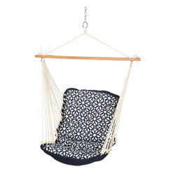 Hatteras Hammocks - Tufted Single Swing, Luxe Indigo - Hammocks And Swing Chairs