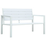 vidaXL - vidaXL Garden Bench 47.2" HDPE White Wood Look - vidaXL Garden Bench 47.2" HDPE White Wood LookvidaXL Garden Bench 47.2" HDPE White Wood Look - 47870, With a stylish yet practical design, this garden bench will take your outdoor living space to the next level! fgf Thanks to the weather-resistant HDPE, the bench has a solid wooden look and extreme durability; therefore they are easy to clean and suitable for outdoor use. With a sturdy steel frame, the outdoor seating is highly stable. Additionally, the garden bench are lightweight and easy to move around. You will surely enjoy your leisure time on this lovely bench!