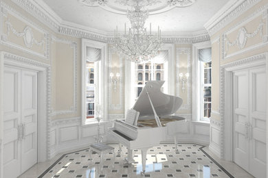 Esempio di un soggiorno tradizionale con pavimento in marmo