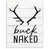 Rustic Planked Look Buck Naked with Antlers, Wall Plaque, 10"x15"