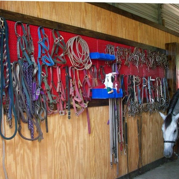 Metal Pegboard for horse bridle gear storage and farm and ranch equipment storag