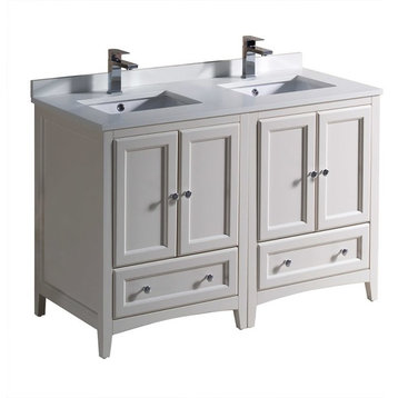 Fresca Oxford Traditional Double Sink Bathroom Cabinet, Antique White, 48"