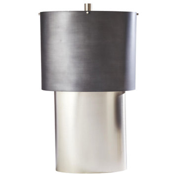 Modern Minimalist Silver Nickel Table Lamp 32" Oval Geometric Mid Century Metal