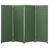 Indoor or Outdoor Room Divider, Woven Look Vinyl Screens, Green, 4 Panels
